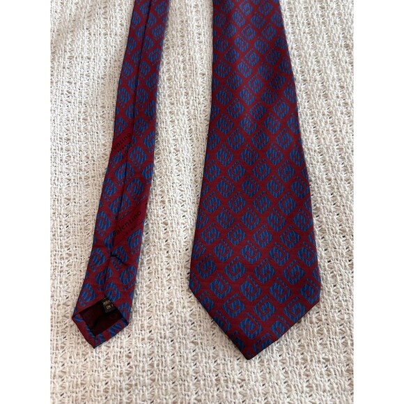 Vtg Valentino Dress Tie Red Blue Geometric Silk Made in Italy Necktie - Picture 1 of 5